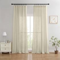 Conjunto de cortinas Joydeco Linen Blend de 2 painéis 180x130cm naturais