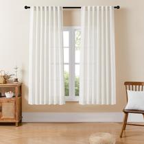 Conjunto de cortinas Joydeco Linen Off-White 37x183cm com 2 painéis