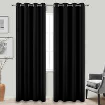 Conjunto de cortinas KOUFALL pretas com 214 cm de comprimento para quarto e 2 painéis