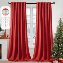 Conjunto de cortinas MIULEE Christmas Red Blackout 244 cm H 2 painéis Conjunto de cortinas MIULEE Christmas Red Blackout 244 cm H 2 painéis