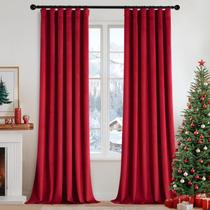 Conjunto de cortinas MIULEE Christmas Velvet, 244 cm de comprimento, 2 painéis, vermelho