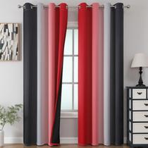 Conjunto de cortinas opacas Ombre vermelhas e pretas Estelar Textiler, 102 polegadas de comprimento e 2 painéis, cortinas com isolamento térmico para quarto, cortinas gradientes com ilhós com bloqueio total de luz para sala de estar, 52 L x 102 L Conjunto de cortinas opacas Ombre vermelhas e pretas Estelar Textiler, 102 polegadas de comprimento e 2 painéis, cortinas com isolamento térmico para quarto, cortinas gradientes com ilhós com bloqueio total de luz para sala de estar, 52 L x 102 L