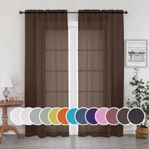 Conjunto de cortinas OWENIE Sheer Chocolate com 214 cm de comprimento e 2 painéis