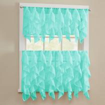Conjunto de Cortinas para Cozinha Sweet Home Collection - 3 Peças Sheer Sea