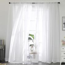 Conjunto de cortinas transparentes OWENIE 150x213cm com 2 painéis brancos para casa