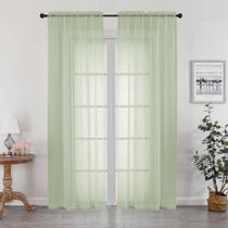 Conjunto de cortinas transparentes OWENIE, 213 cm de comprimento, 2 painéis, verde claro