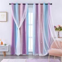 Conjunto de cortinas XiDi Star para meninas, quarto e 2 painéis, 115x85cm