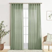Conjunto de cortinas XTMYI Sage Green, 213 cm de comprimento, mistura de linho, 2 painéis