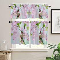 Conjunto de cortinas YOKOU Hummingbird Pink Cherry Blossoms 3 peças Conjunto de cortinas YOKOU Hummingbird Pink Cherry Blossoms 3 peças