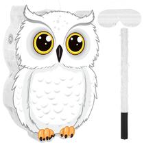 Conjunto de coruja Piñata Aoriher White Snowy Owl com palito e confete