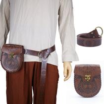 Conjunto de cosplay medieval com cinto viking e bolsa de dragão marrom Conjunto de cosplay medieval com cinto viking e bolsa de dragão marrom