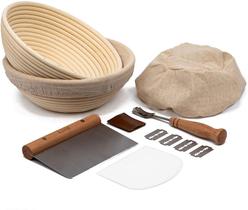 Conjunto de cozimento Kook Sourdough Bread com 2 banneton de vime de 23 cm