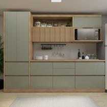 Conjunto de Cozinha 5 Peças com Aéreo e Nicho para Micro-Ondas MDF Millena Nesher Verde/Nature Conjunto de Cozinha 5 Peças com Aéreo e Nicho para Micro-Ondas MDF Millena Nesher Verde/Nature