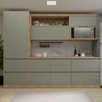 Conjunto de Cozinha 5 Peças com Aéreo e Nicho para Micro-Ondas MDF Millena Nesher Verde/Nature Conjunto de Cozinha 5 Peças com Aéreo e Nicho para Micro-Ondas MDF Millena Nesher Verde/Nature