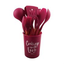 conjunto de cozinha com 12 pçs cabo em madeira wellmix