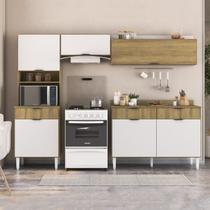 Conjunto de Cozinha Completa Modulada 4 Módulos Lâmina Valencia Yescasa Marrom/Mel/Branco