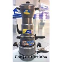 Conjunto de Cozinha Completo (Noiva) com Panela de Pressão, Caçarola, Frigideira, Cuscuzeira e Leiteira Pintado Prollar