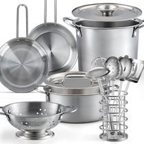 Conjunto de Cozinha de Brincar TikOnsYol 13 peças em Aço Inoxidável Conjunto de Cozinha de Brincar TikOnsYol 13 peças em Aço Inoxidável