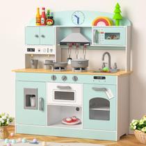 Conjunto de cozinha de brinquedo Babytronic Wooden Play Kitchen com luzes azuis