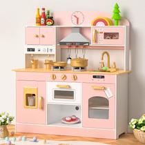 Conjunto de cozinha de brinquedo Babytronic Wooden Play Kitchen Pink com Acc Conjunto de cozinha de brinquedo Babytronic Wooden Play Kitchen Pink com Acc