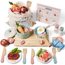 Conjunto de cozinha de madeira Toywoo Toddler Kitchen Playset 27x25 cm Conjunto de cozinha de madeira Toywoo Toddler Kitchen Playset 27x25 cm