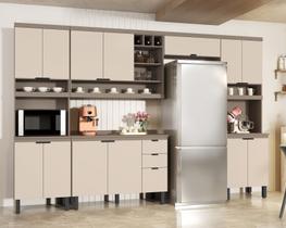 Conjunto de Cozinha Gold Modular - 5 Modulos 100% Mdf -Cinza/ Off White