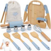Conjunto de cozinha infantil de madeira Biticolor, kit Montessori de 15 unidades Conjunto de cozinha infantil de madeira Biticolor, kit Montessori de 15 unidades