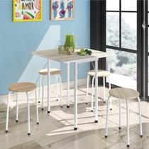 Conjunto de Cozinha Mesa Dobrável Asti 100 Narita e 4 Banquetas Redondas Bege Conjunto de Cozinha Mesa Dobrável Asti 100 Narita e 4 Banquetas Redondas Bege