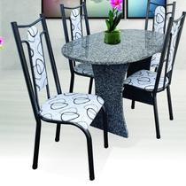 Conjunto de Cozinha Mesa Tampo em Granito Oval Paris 4 Cadeiras