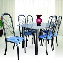 Conjunto de Cozinha Mesa Tampo em Granito Veneza 6 Cadeiras Aço Coelho