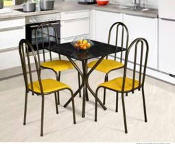 Conjunto De Cozinha Mesa Tampo Granito 7/8 Bianca Vitória tubulares