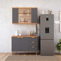 Conjunto de Cozinha Modulada 2 Peças Elena em MDF Cinamomo e Titanium Conjunto de Cozinha Modulada 2 Peças Elena em MDF Cinamomo e Titanium