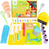 Conjunto de Cozinha Montessori FUNGY AND Kids - 22 Peças com Facas de Plástico