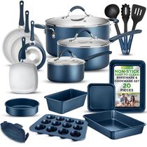 Conjunto de cozinha NutriChef Professional Navy Blue 20 unidades com utensílios de cozinha
