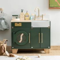 Conjunto de Cozinha Play ROBOTIME em Madeira - Máquina de Lavar Brinquedos (Verde)