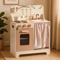 Conjunto de cozinha Play ROBOTIME rústico de madeira com luz para crianças a partir de 3 anos