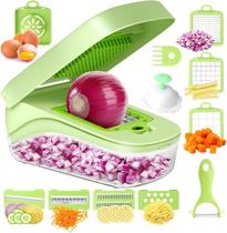Conjunto de cozinha Vegetable Chopper Mandoline Slicer 17 em 1 verde Conjunto de cozinha Vegetable Chopper Mandoline Slicer 17 em 1 verde