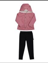 conjunto de criança calça e blusa de frio com toca