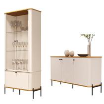 Conjunto de Cristaleira e Aparador Buffet Tucupí 3 Portas