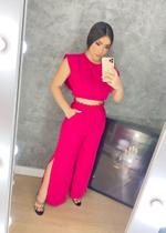 Conjunto de cropedd com calça pantalona