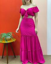 Conjunto de cropped e saia longa