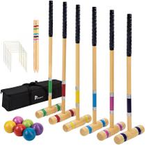 Conjunto de croquet Pointyard, marretas de madeira de 71 cm para 6 jogadores com bolsa