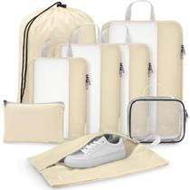 Conjunto de cubos de compressão Gonex 8 para viagens bege Conjunto de cubos de compressão Gonex 8 para viagens bege