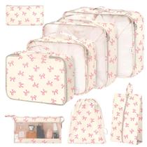 Conjunto de cubos de embalagem Hatisan 8 para malas, organizador de viagens, rosa