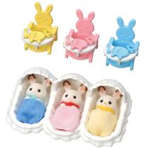 Conjunto de Cuidados Calico Critters Triplets - Playset Dollhouse com Acessórios