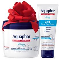 Conjunto de cuidados com a pele do bebê aquaphor - Livre de fragrâncias, previs, acalma e trata erupção cutânea - Inclui 14 oz. Jarra de Pomada de Cura Avançada & Tubo de 3,5 oz de creme de erupção cutânea