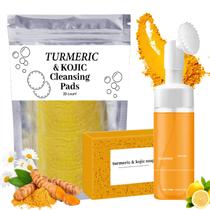 Conjunto de cuidados com a pele jioijioi, limpador facial de cúrcuma, sabonete e esfoliante