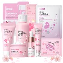 Conjunto de cuidados com a pele LAIKOU Sakura com limpador, tônico, sérum e muito mais