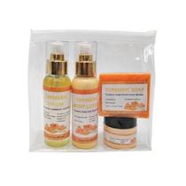 Conjunto de cuidados com a pele TinMezor, sérum, sabonete, loção e creme de cúrcuma