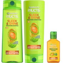 Conjunto de cuidados com o cabelo Garnier Fructis Sleek & Shine com óleo de argan